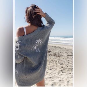 The Beach People Twin Palms Chunky Knit Cardigan Sweater